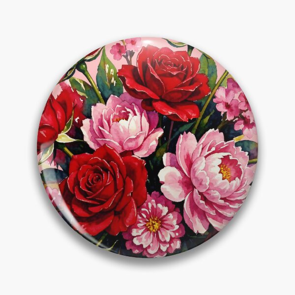 Item preview, Watercolor red roses, pink peonies, and spray roses designed and sold by DesignedOutside.