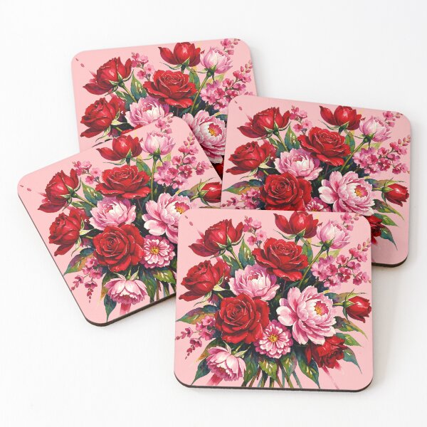 Item preview, Watercolor red roses, pink peonies, and spray roses designed and sold by DesignedOutside.