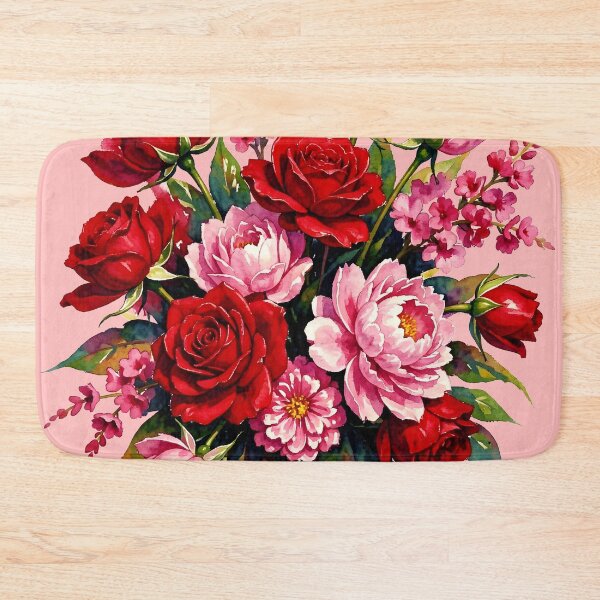 Item preview, Watercolor red roses, pink peonies, and spray roses designed and sold by DesignedOutside.