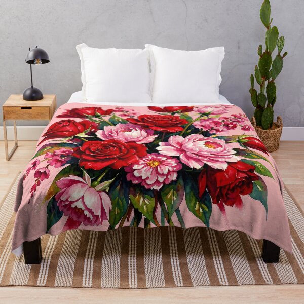 Item preview, Watercolor red roses, pink peonies, and spray roses designed and sold by DesignedOutside.