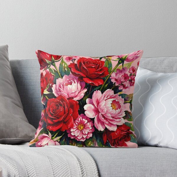 Item preview, Watercolor red roses, pink peonies, and spray roses designed and sold by DesignedOutside.