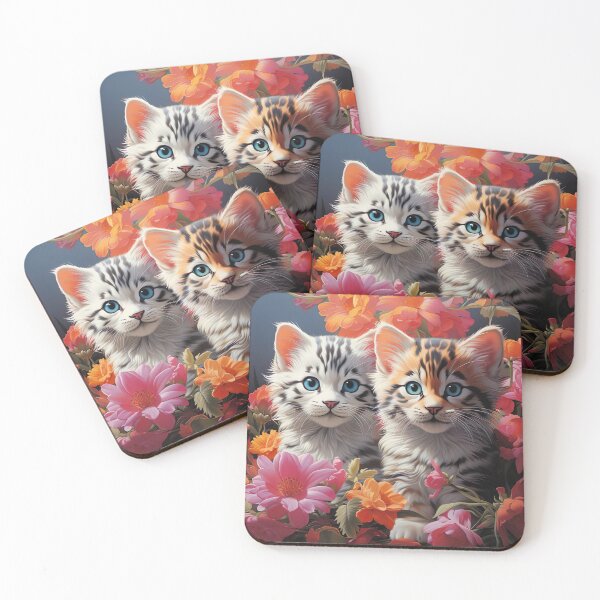 Item preview, Cute Twin Kittens in Flowers – Adorable Floral Cat Aesthetic Art designed and sold by Dominik1994.