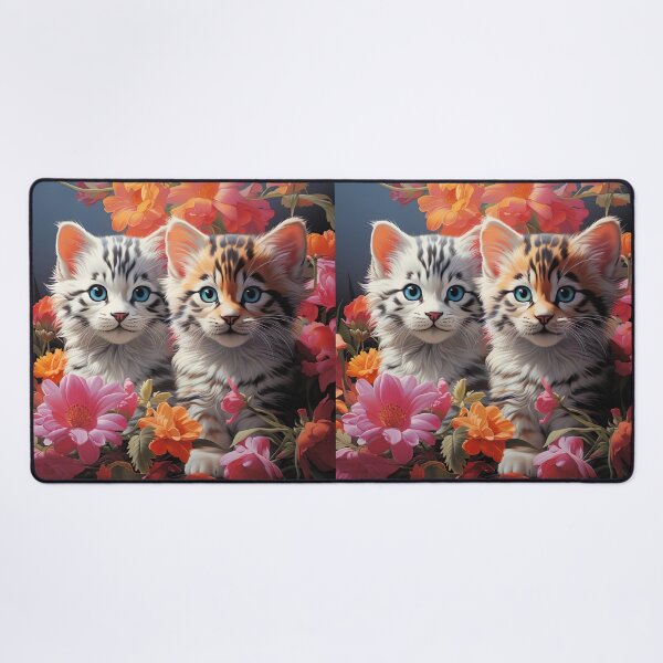Item preview, Cute Twin Kittens in Flowers – Adorable Floral Cat Aesthetic Art designed and sold by Dominik1994.