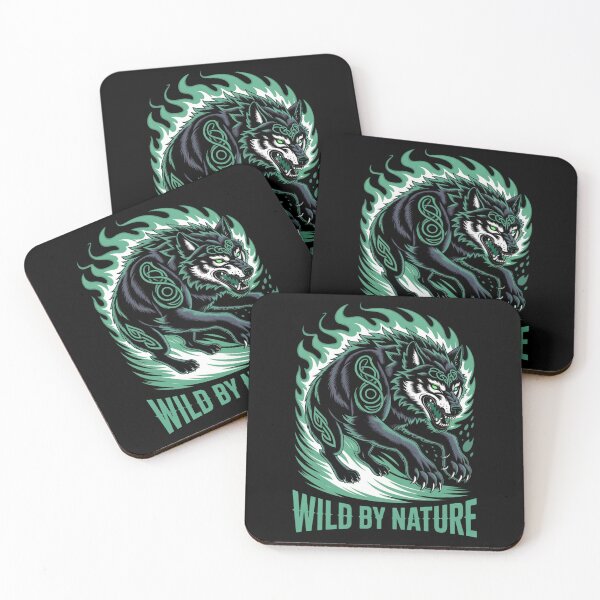 Item preview, Wild By Nature – Black Celtic Wolf Mint Flame Vortex St. Patrick's Day designed and sold by DarylWelsh2024.