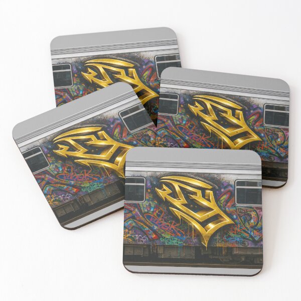 Item preview, Golden Metro Graffiti - NYC Subway Street Art designed and sold by HubiUrbanStudio.