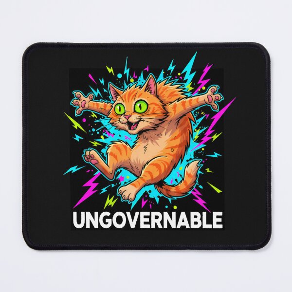 Item preview, Feral Cat Energy T-Shirt & Sticker – UNGOVERNABLE Chaotic Ginger Cat Meme Edgy Neon Zoomies Cartoon designed and sold by ZyxDes.