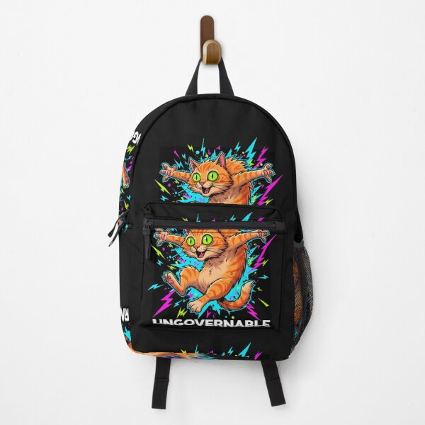 Item preview, Feral Cat Energy T-Shirt & Sticker – UNGOVERNABLE Chaotic Ginger Cat Meme Edgy Neon Zoomies Cartoon designed and sold by ZyxDes.