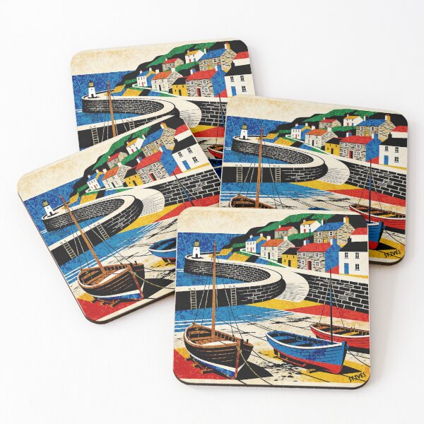 Item preview, ST IVES HARBOUR - vibrant coastal retro art designed and sold by ILOMON-ARTIVE.