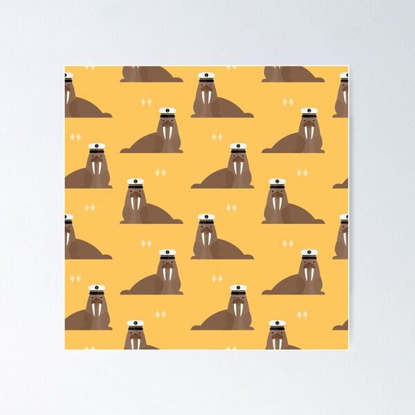 Item preview, Walruses with sailor hat on yellow designed and sold by reneesillus.