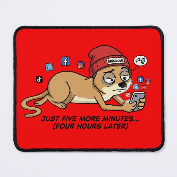 Item preview, Tired Doomscrolling Meerkat "Just Five More Minutes" - Retro Comic designed and sold by mAXiBoOM.