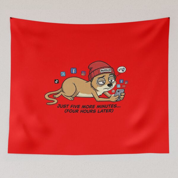 Item preview, Tired Doomscrolling Meerkat "Just Five More Minutes" - Retro Comic designed and sold by mAXiBoOM.