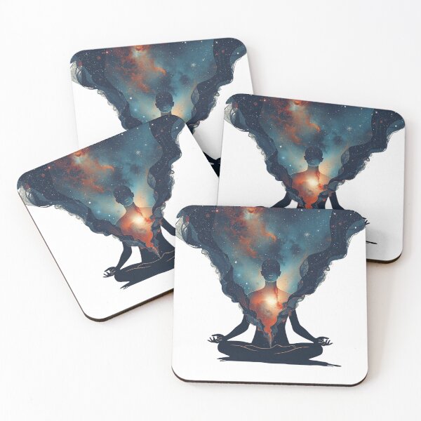 Item preview, Cosmic Within – Meditating Figure with Galaxy Heart designed and sold by catcurio.