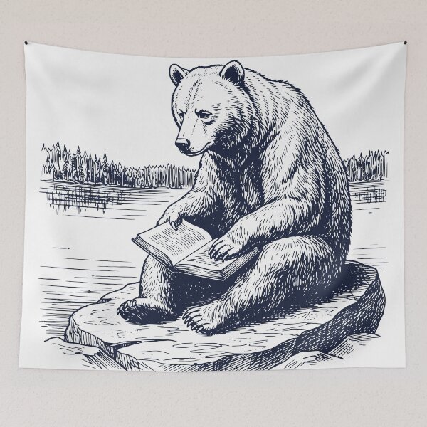 Item preview, Vintage Bear Reading Book Shirt, Woodland Animal Illustration, Nature Lover Book Lover Design designed and sold by TeeVerse27.