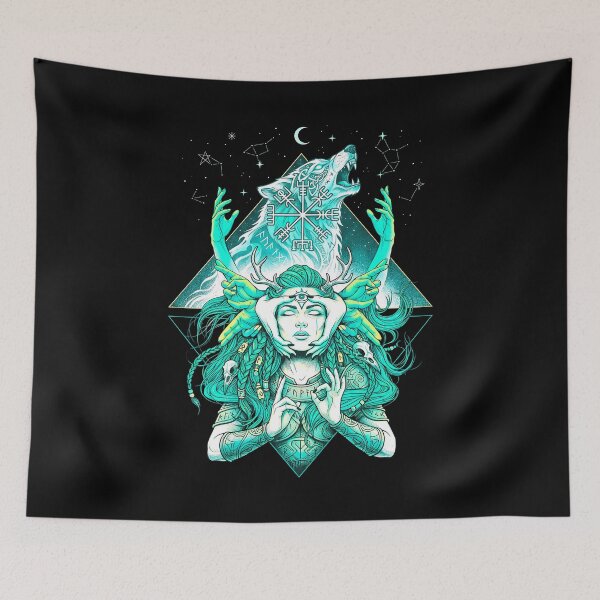 Item preview, Viking Woman Shaman Wolf Spirit Boho Norse Mythology designed and sold by GrandeDuc.