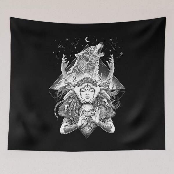Item preview, Viking Woman Shaman Wolf Spirit Boho Norse Mythology designed and sold by GrandeDuc.