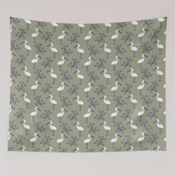 Item preview, Spoonbills on green designed and sold by reneesillus.