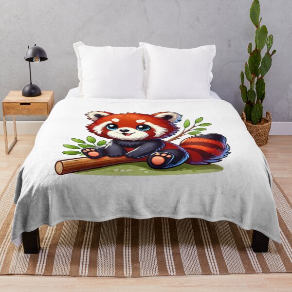 Item preview, Adorable cartoon red panda sitting on a branch with a playful expression. designed and sold by cave-canvas.