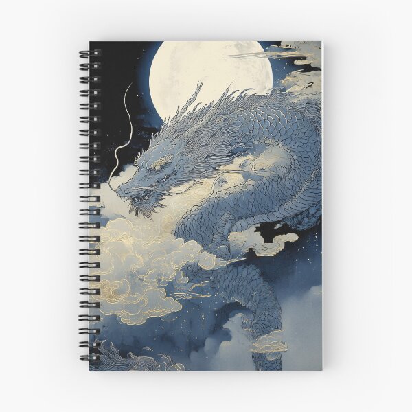 Item preview, Azure Dragon Rising Under the Full Moon – Moonlit Japanese Dragon designed and sold by Wa-Sa-bi.