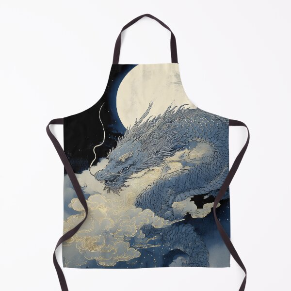 Item preview, Azure Dragon Rising Under the Full Moon – Moonlit Japanese Dragon designed and sold by Wa-Sa-bi.