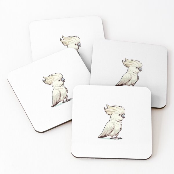 Item preview, A cute animated white cockatoo with a stylish crest stands gracefully. designed and sold by cave-canvas.