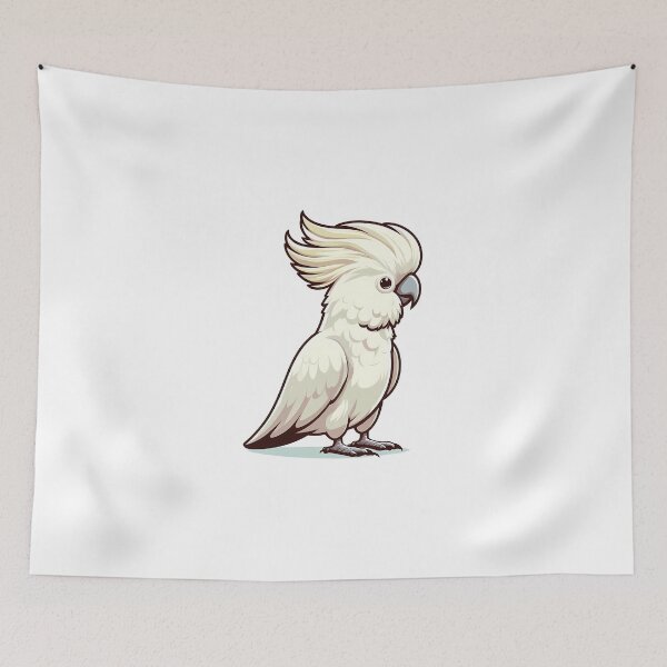 Item preview, A cute animated white cockatoo with a stylish crest stands gracefully. designed and sold by cave-canvas.