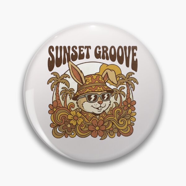 Item preview, "Sunset Groove" 70s Retro Cool Bunny Bucket Hat Tee designed and sold by benjyjump.