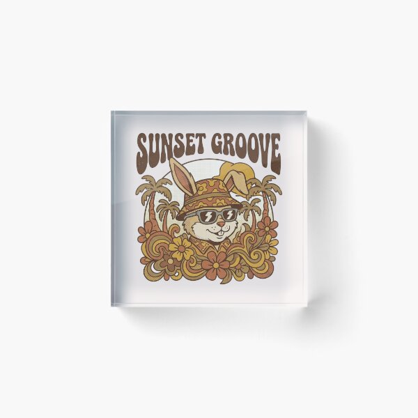 Item preview, "Sunset Groove" 70s Retro Cool Bunny Bucket Hat Tee designed and sold by benjyjump.