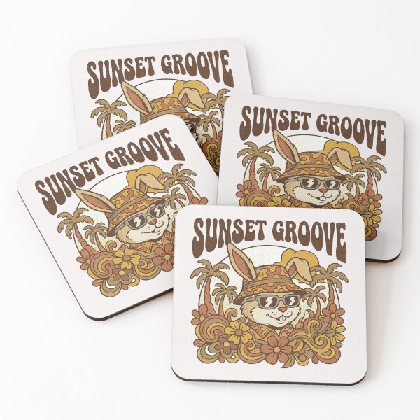 Item preview, "Sunset Groove" 70s Retro Cool Bunny Bucket Hat Tee designed and sold by benjyjump.