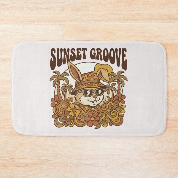 Item preview, "Sunset Groove" 70s Retro Cool Bunny Bucket Hat Tee designed and sold by benjyjump.
