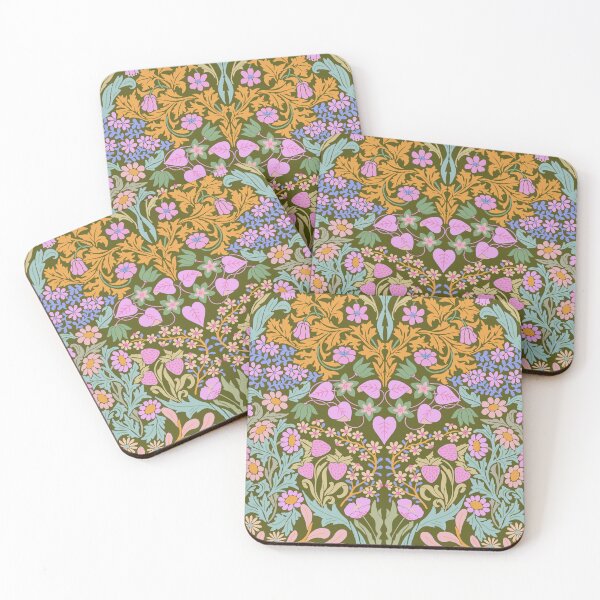 Item preview, Little Garden Retro Damask - Green and Purple  designed and sold by TigaTiga.