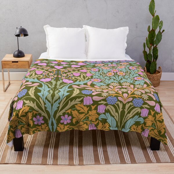 Item preview, Little Garden Retro Damask - Green and Purple designed and sold by TigaTiga.