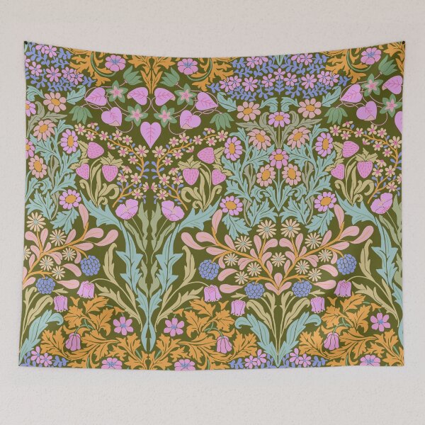Item preview, Little Garden Retro Damask - Green and Purple  designed and sold by TigaTiga.