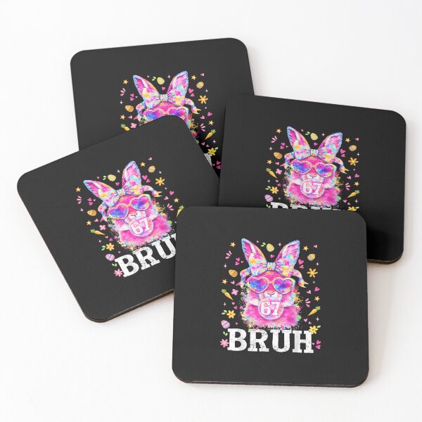 Item preview, 67 Bruh Bunny Face With Tie Dye Glasses Six Seven Easter Day designed and sold by scottygrindz.