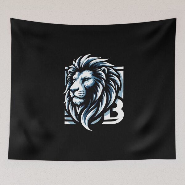 Item preview, Stylized lion head illustration with dynamic blue tones and intricate details, representing strength. designed and sold by beast-net.