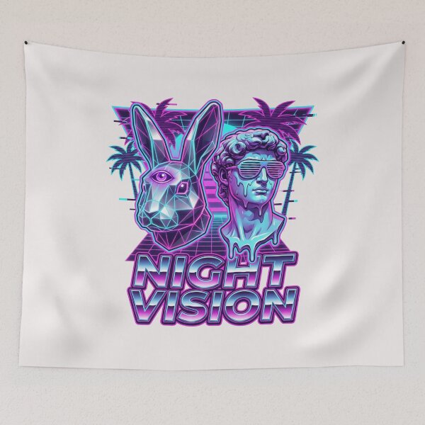 Item preview, "Night Vision" Vaporwave Synthwave Low-Poly Rabbit Tee designed and sold by benjyjump.