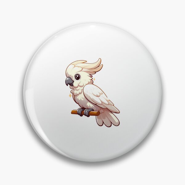 Item preview, Cute cartoon white cockatoo with a fluffy crest perched on a branch, sparkling with charm. designed and sold by cave-canvas.