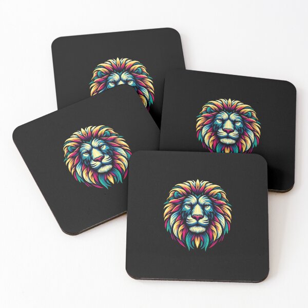 Item preview, Vibrant lion illustration with colorful fur, showcasing intricate details and bold hues. designed and sold by beast-net.