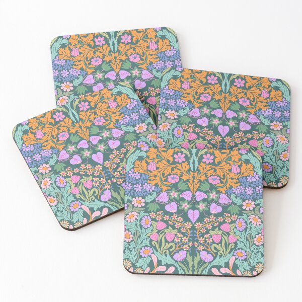 Item preview, Little Garden Retro Damask - on Blue designed and sold by TigaTiga.