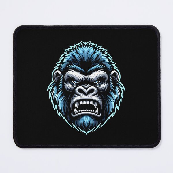 Item preview, Vibrant blue and silver gorilla head with a fierce expression against a solid background. designed and sold by beast-net.