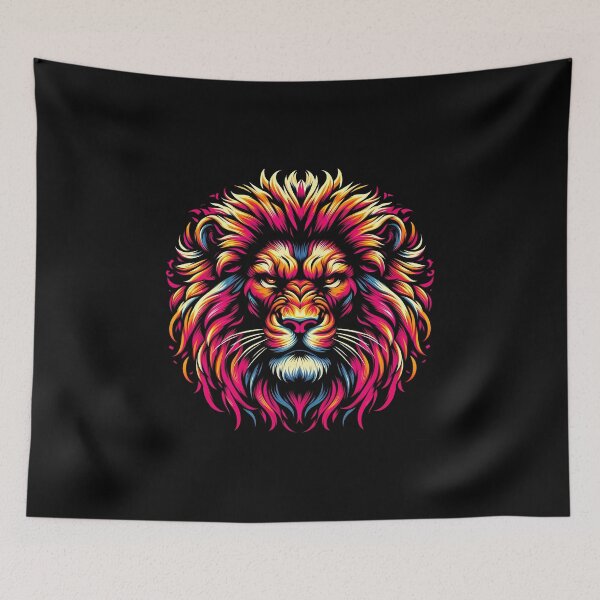 Item preview, Vibrant lion illustration with intricate details and a colorful mane, evoking strength and majesty. designed and sold by beast-net.