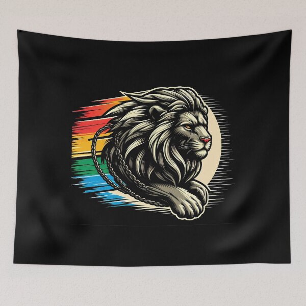 Item preview, Dynamic lion illustration with bold colors, showcasing strength and power in motion. designed and sold by beast-net.
