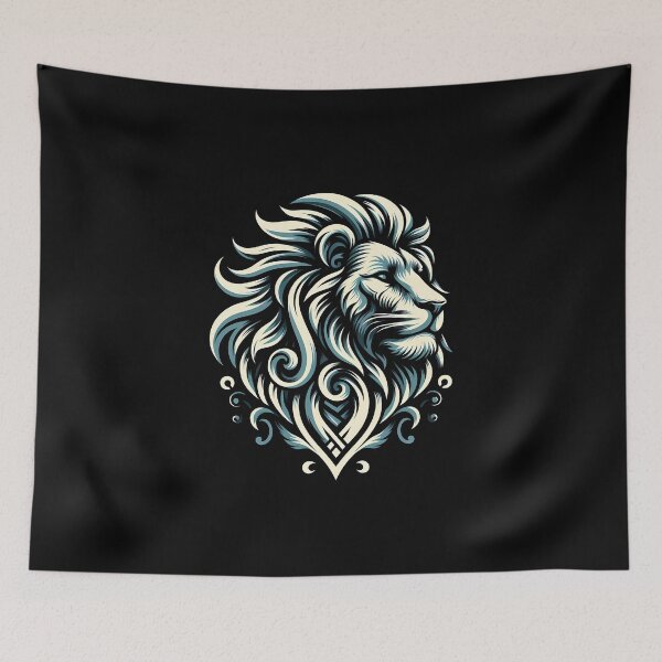 Item preview, Stylized lion head illustration showcasing majestic features and intricate line work. designed and sold by beast-net.