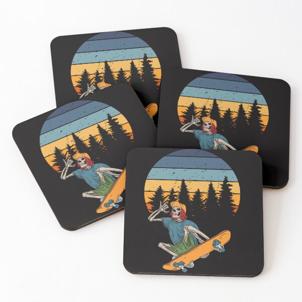 Item preview, Skateboarding Skeleton – Retro Sunset Skater Art designed and sold by IsaBellCreative.