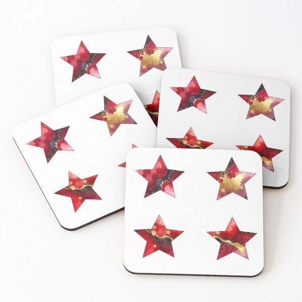 Item preview, Red and Gold Marbled Christmas Stars designed and sold by katifinell.