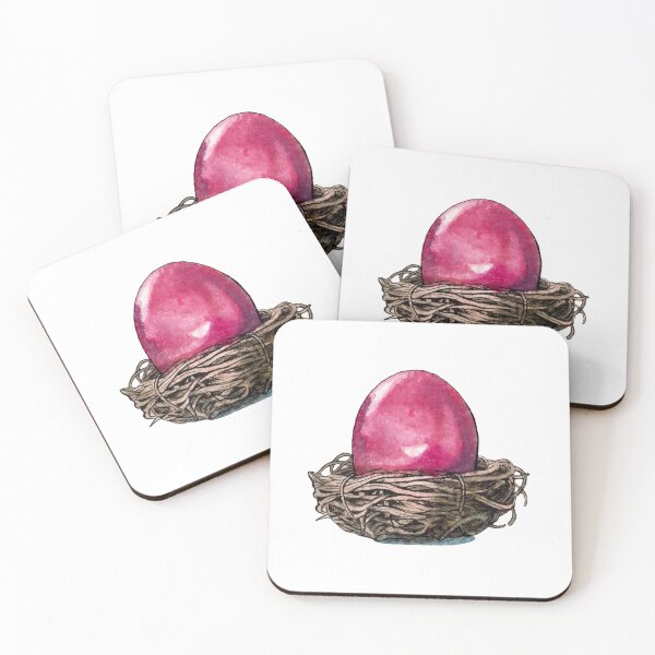 Item preview, Pink Easter Egg in a Hay Nest - Watercolor handrawn illustration designed and sold by AquarellChill.