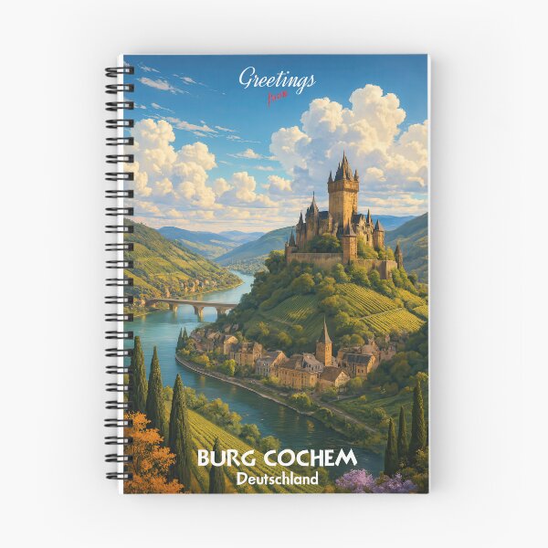 Item preview, Greetings from Cochem Castle – Vintage travel poster Moselle Valley Germany designed and sold by Earth Celebration Designs.
