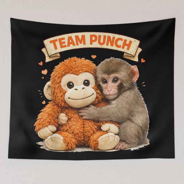 Item preview, Team Punch Cute Monkey And Orangutan Plush Hugging Best Friends designed and sold by River Silva.