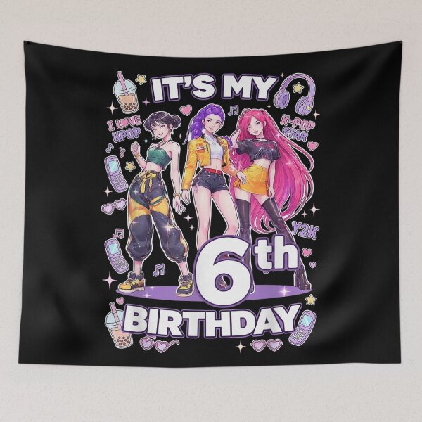 Item preview, It Is My 6th Birthday K-Pop Star Y2K Aesthetic Anime Girls designed and sold by Serene woods.