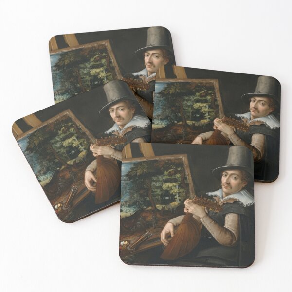 Item preview, Paul Bril Self Portrait with Lute Baroque Painting designed and sold by TheSoulOfArt.