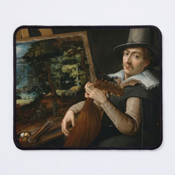 Item preview, Paul Bril Self Portrait with Lute Baroque Painting designed and sold by TheSoulOfArt.